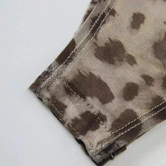 Multicolor Casual Women's Leopard Print Oblique Shoulder Bodysuit - Picture 6 of 7